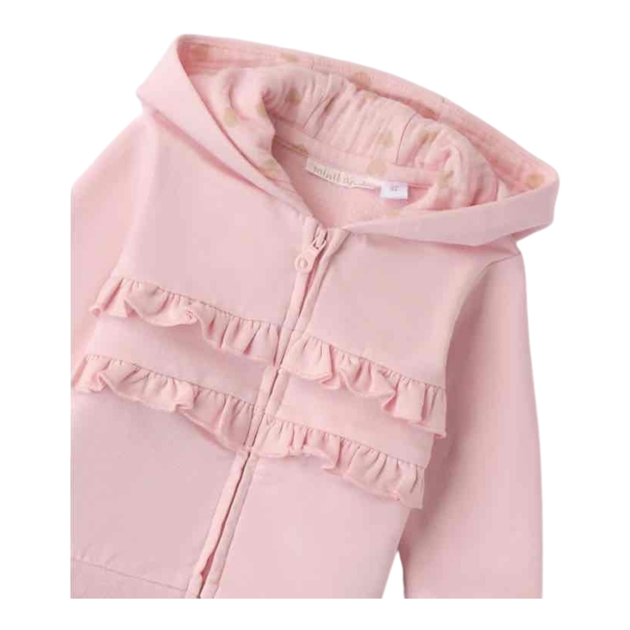 Minibanda Felpa Tinta Unita con Zip E Cappuccio per Neonata 3B707 ROSA MINIBANDA 