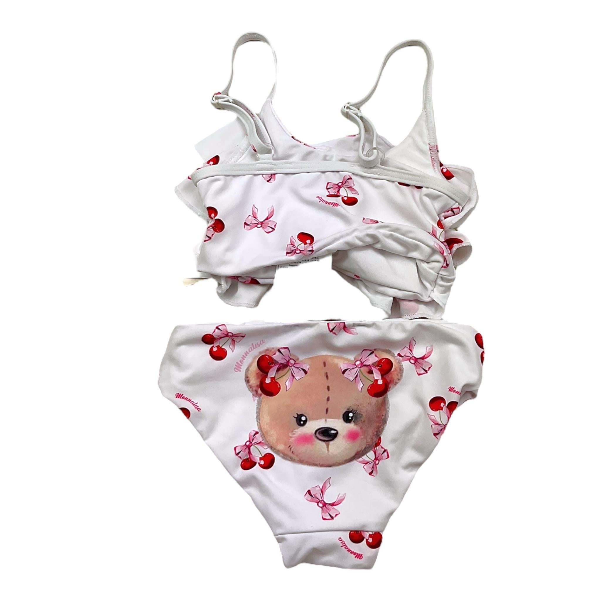 Monnalisa Costume 2 Pezzi Fascia-Slip Tinta Unita con Stampa per Neonata 39C045 BIANCO MONNALISA 