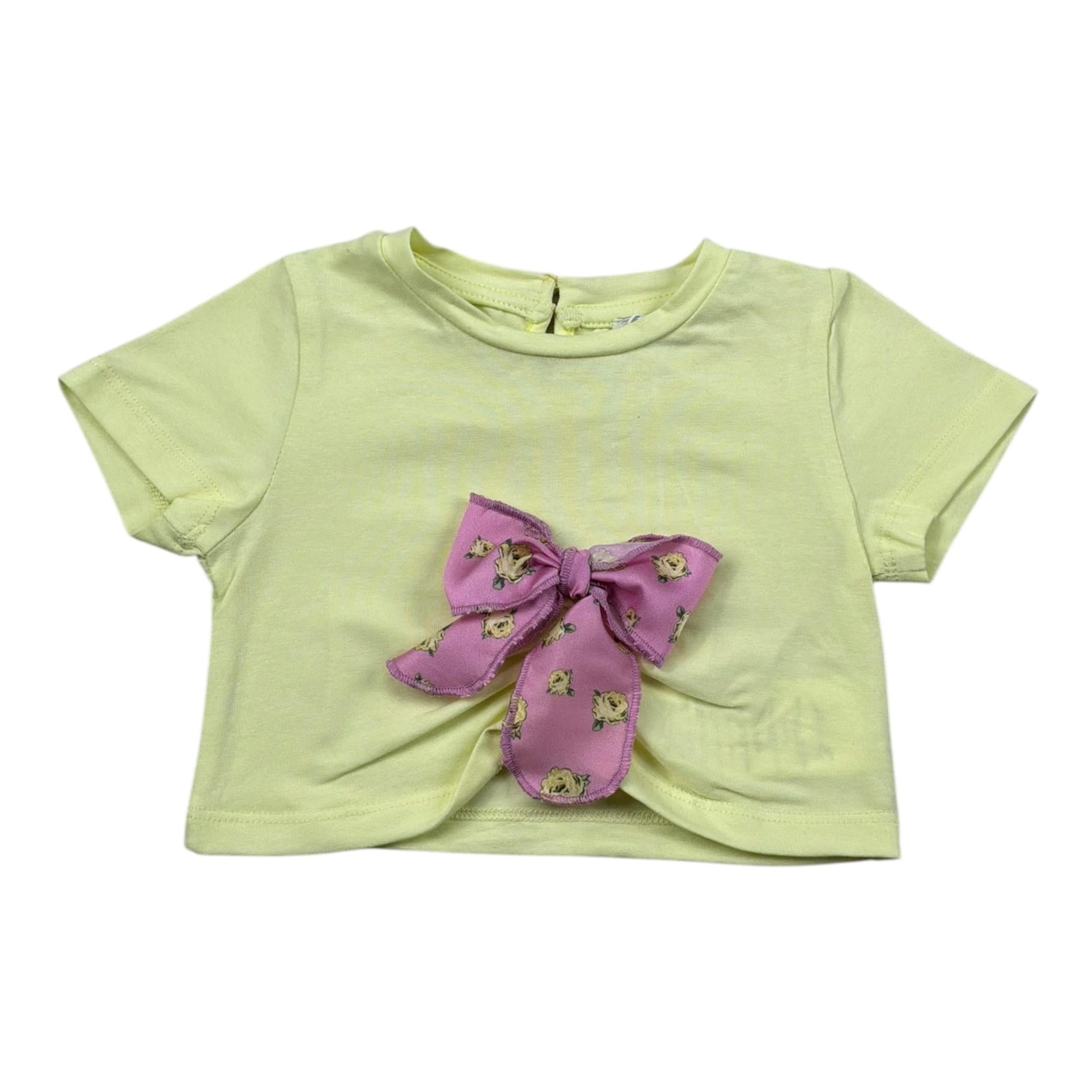 M+E' T-Shirt Tinta Unita con Applicazione Fiocco per Neonata UE1747NX GIALLO M+E' 