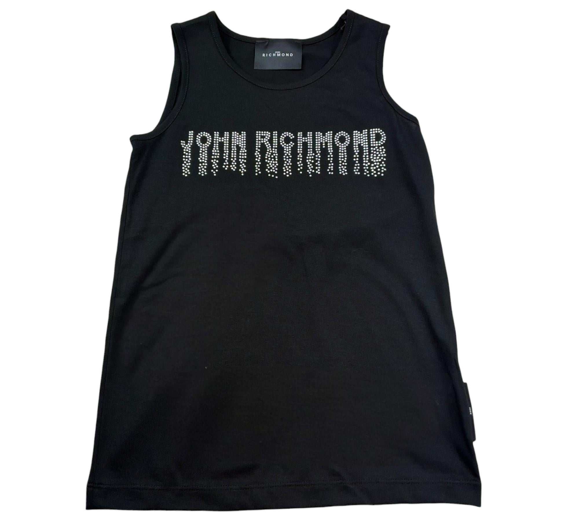 John Richmond Canotta Tinta Unita con Brillantini per Bambina RGP26198CN NERO JOHN RICHMOND 