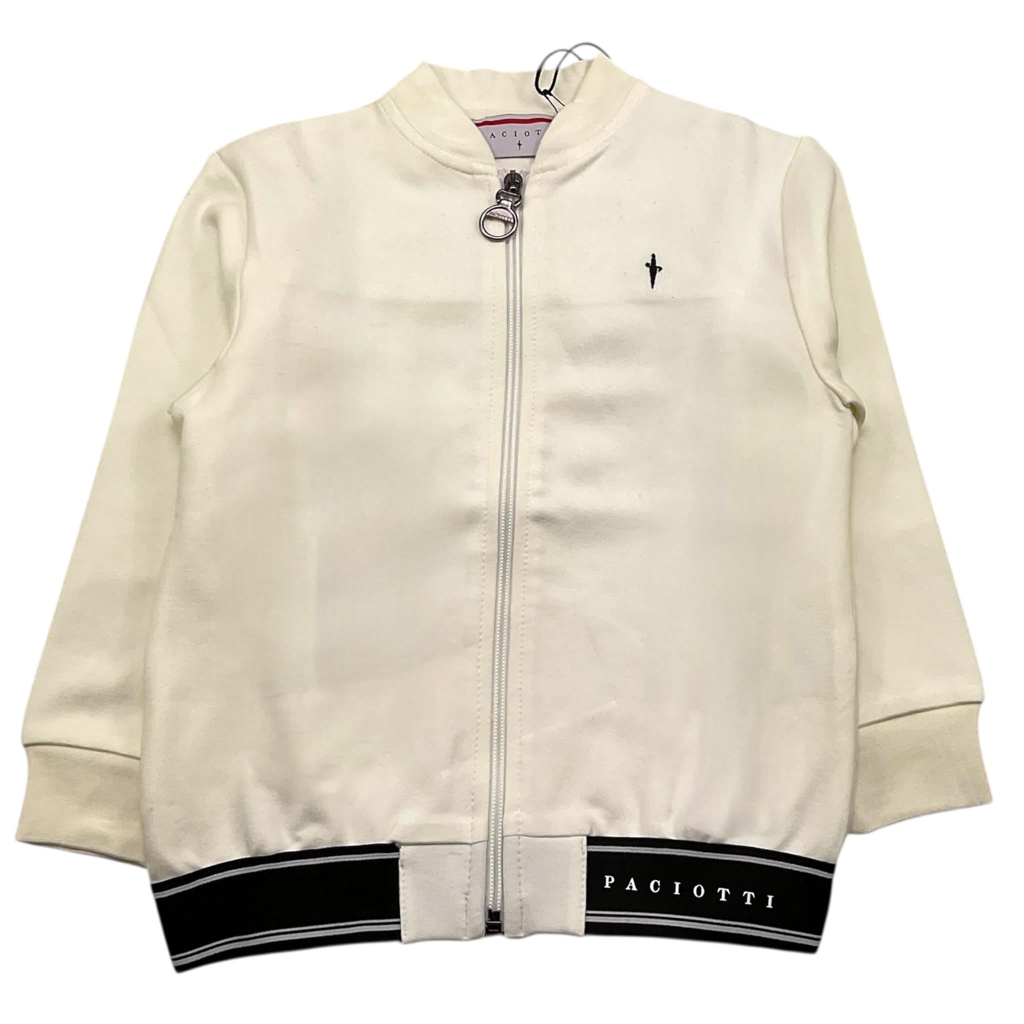 CESARE PACIOTTI felpa con zip tinta unita con logo Panna per Neonato MFP5351BN PANNA CESARE PACIOTTI 