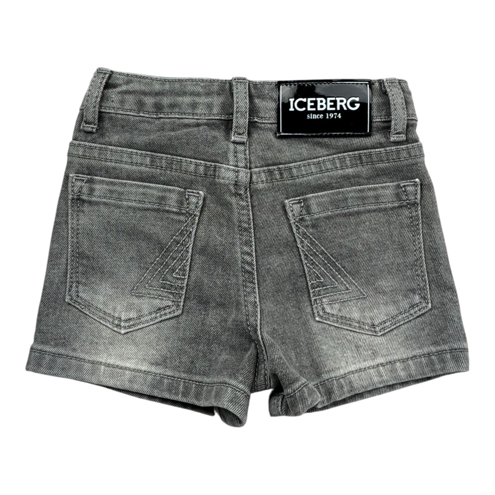 Iceberg Bermuda Tinta Unita In Denim con Girovita Regolabile per Neonato BMICE5108BXX GRIGIO ICEBERG 