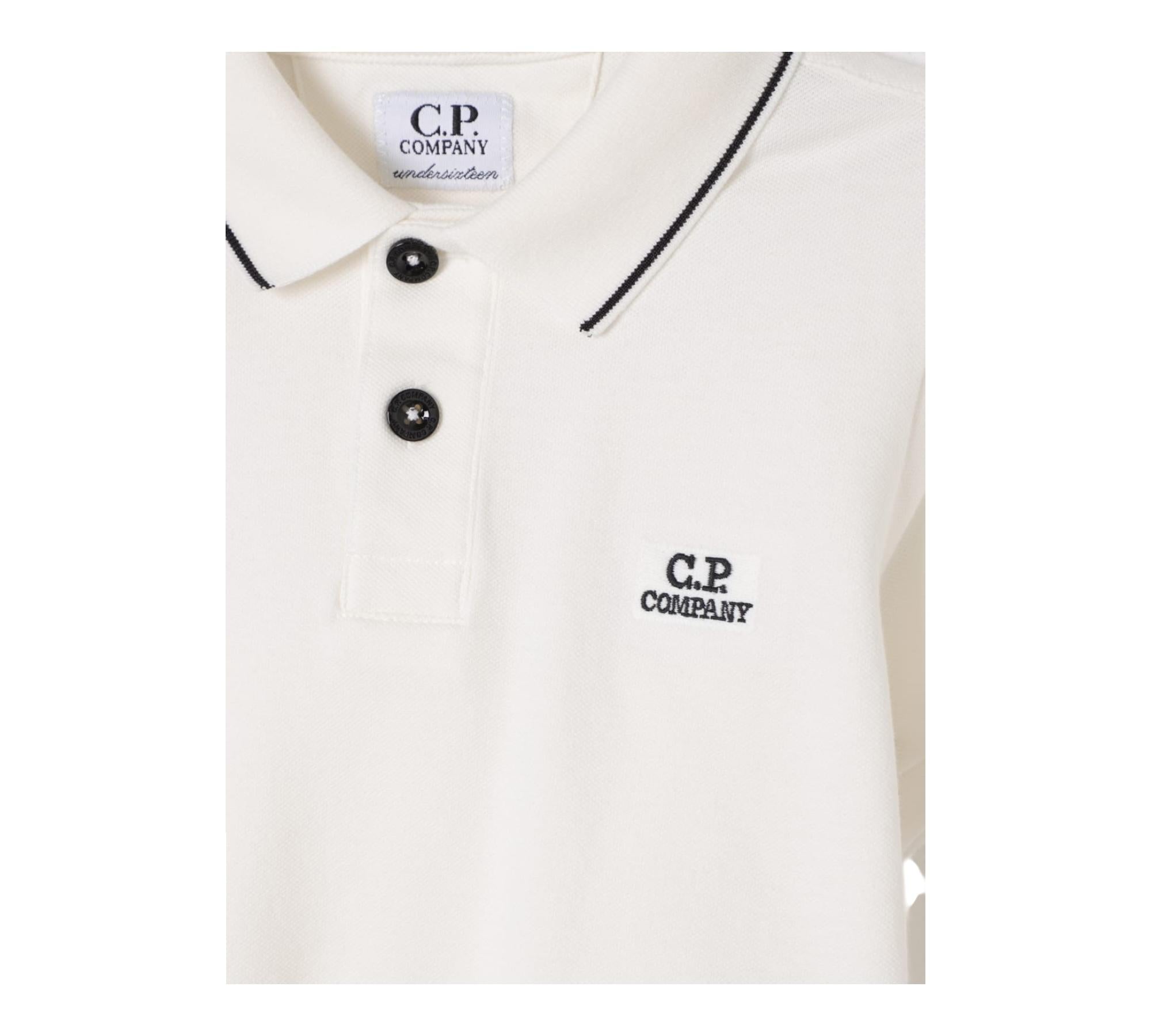 C.P. Company Polo Mezza Manica Tinta Unita per Bambino CNM000 PANNA C.P. COMPANY 