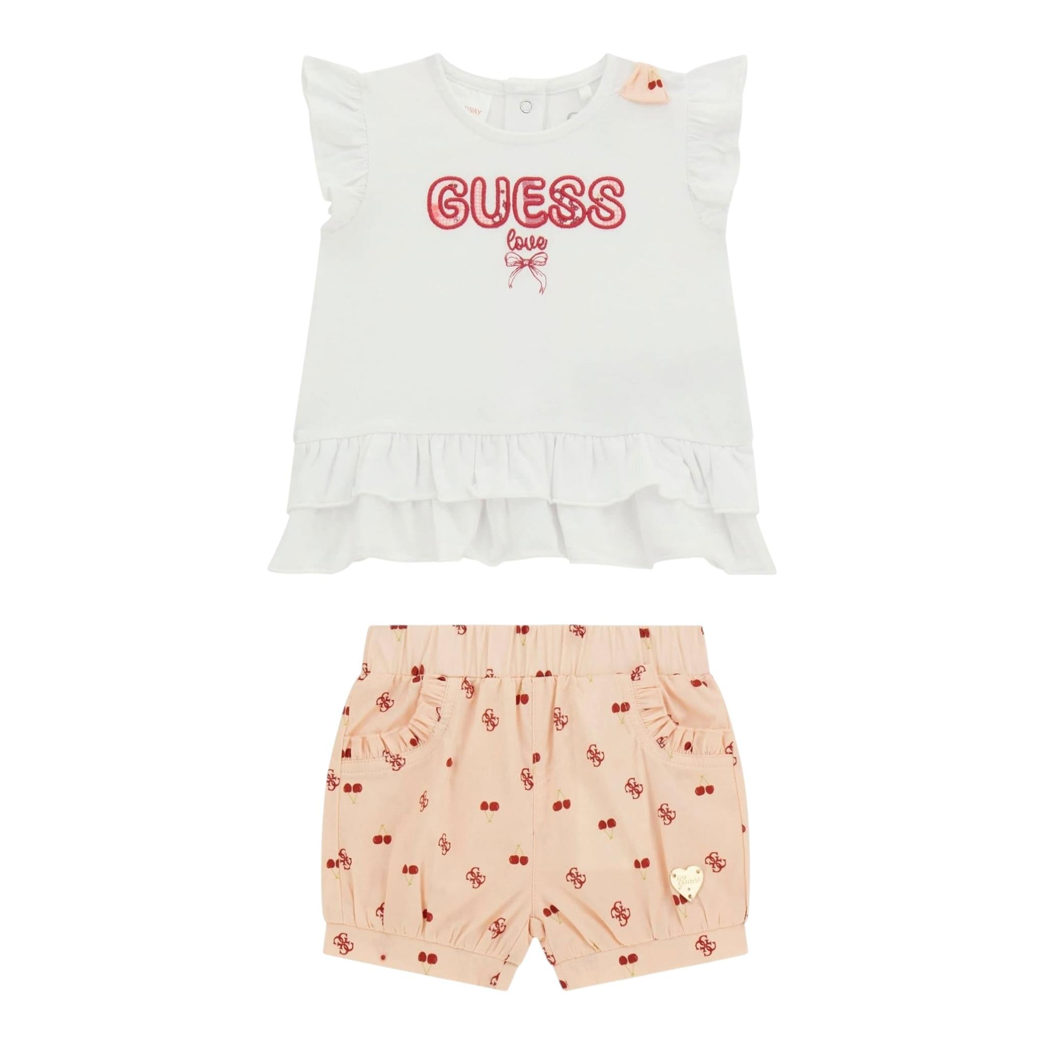 Guess Completo 2 Pezzi T-Shirt-Short per Neonata A5GG01K6YW4 BIANCO GUESS 