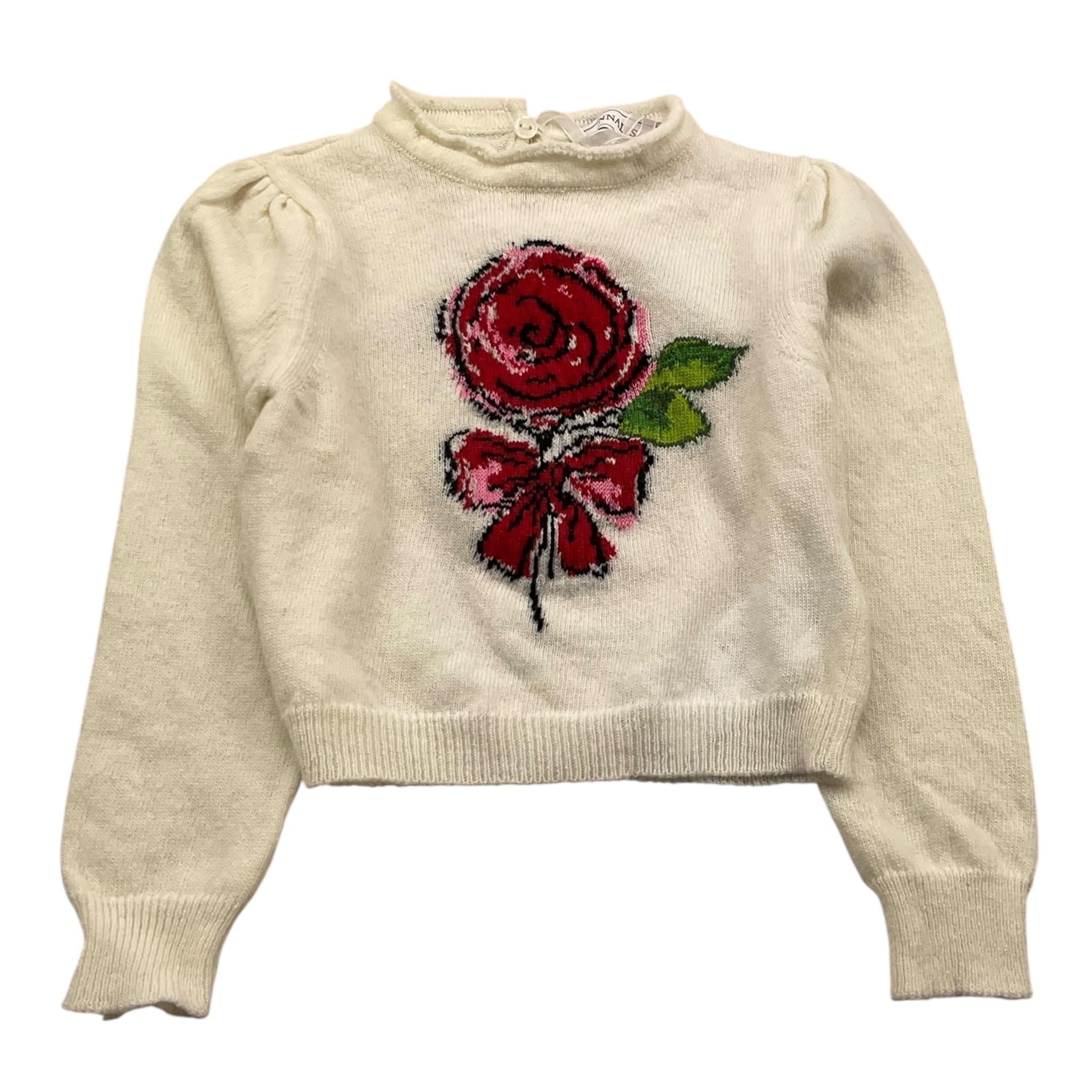 maglia girocollo tinta unita con ricami 39B618 PANNA MONNALISA 