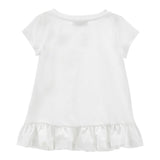 Monnalisa Maxi T-Shirt Girocollo Tinta Unita con Brillantini per Bambina 19E620X BIANCO MONNALISA 