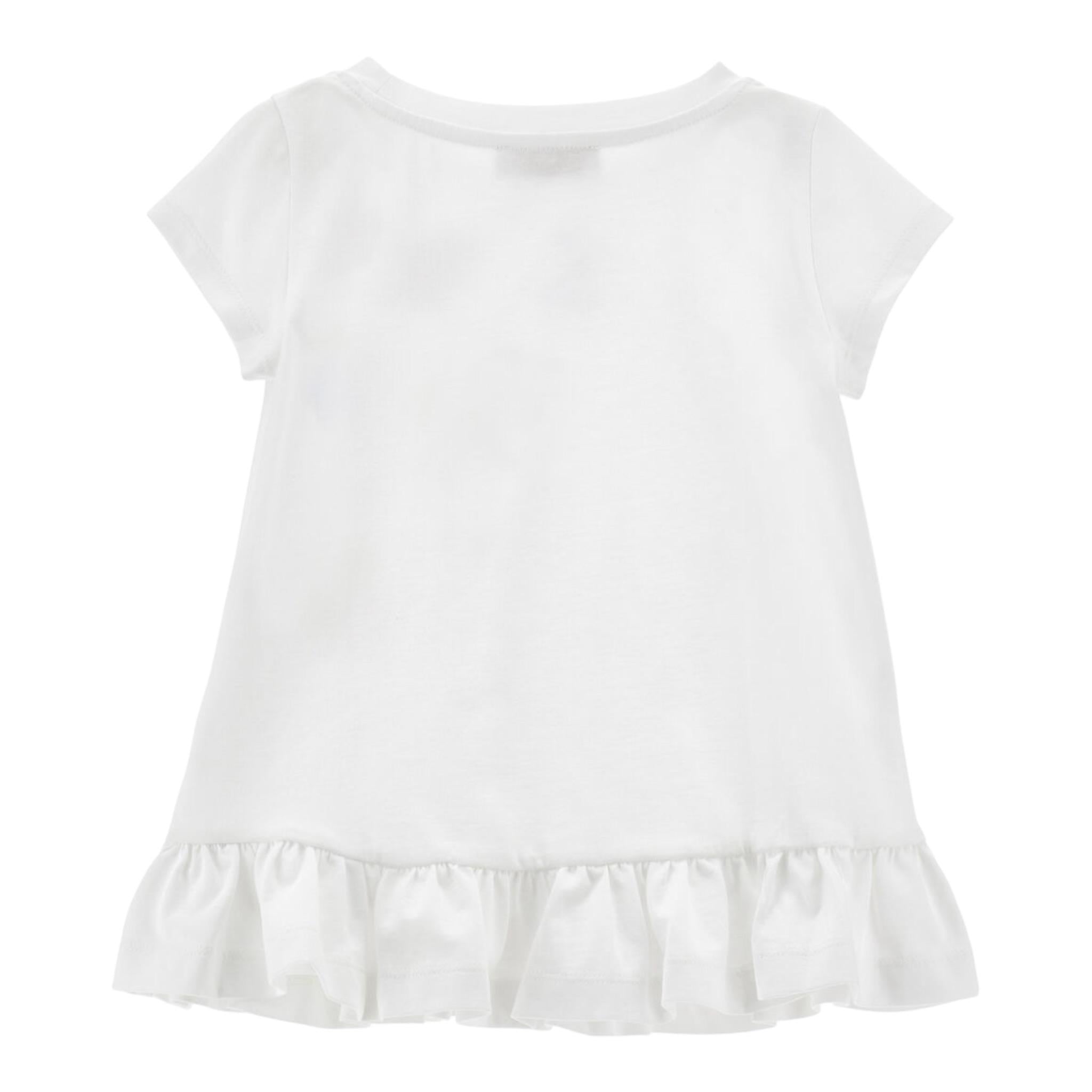 Monnalisa Maxi T-Shirt Girocollo Tinta Unita con Brillantini per Bambina 19E620X BIANCO MONNALISA 