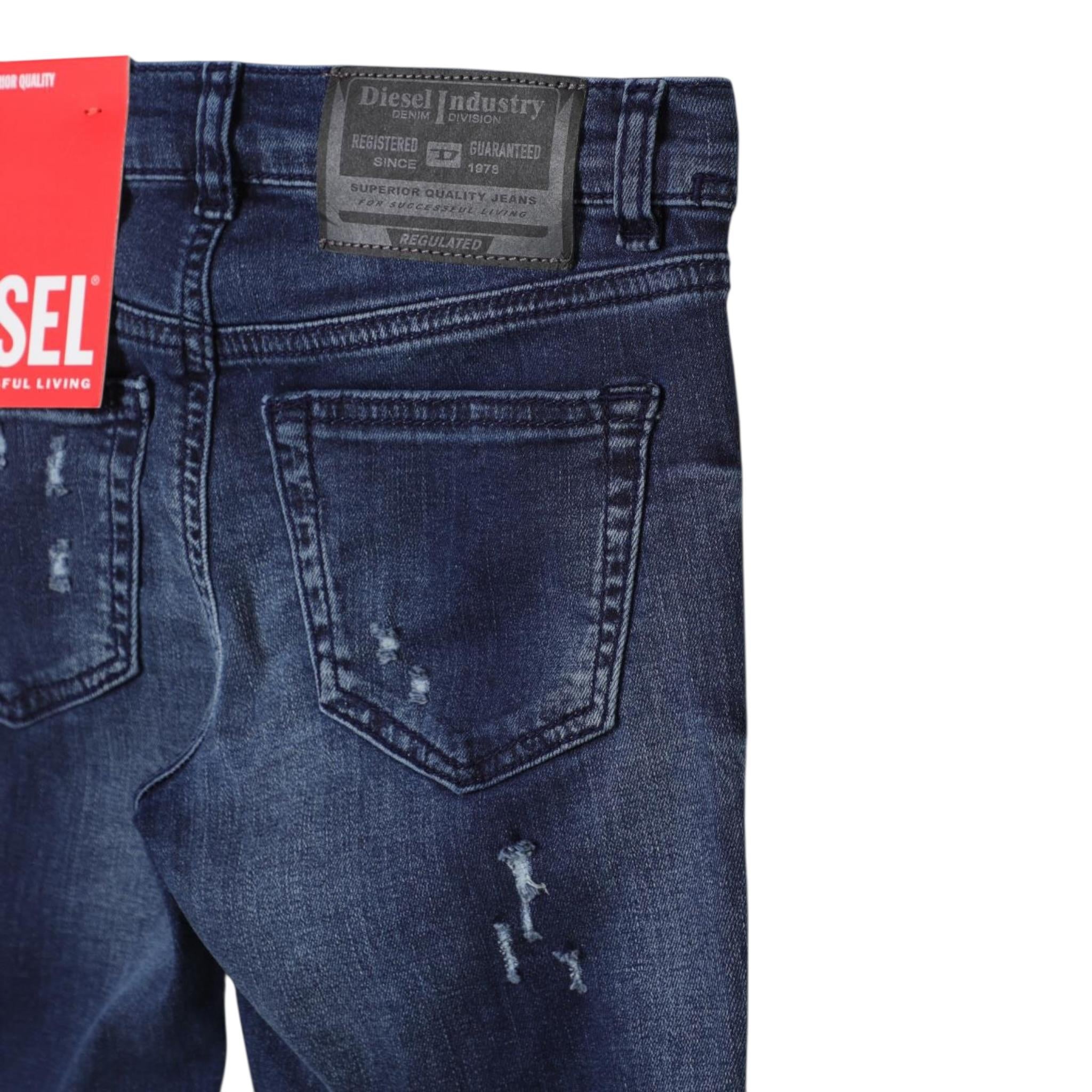 Diesel Jeans Tinta Unita con Girovita Regolabile per Bambino J00813 BLU DIESEL 