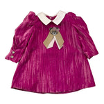 PETIT abito manica lung tinta unita in velluto Fuxia per Neonata S2016323 FUXIA PETIT 