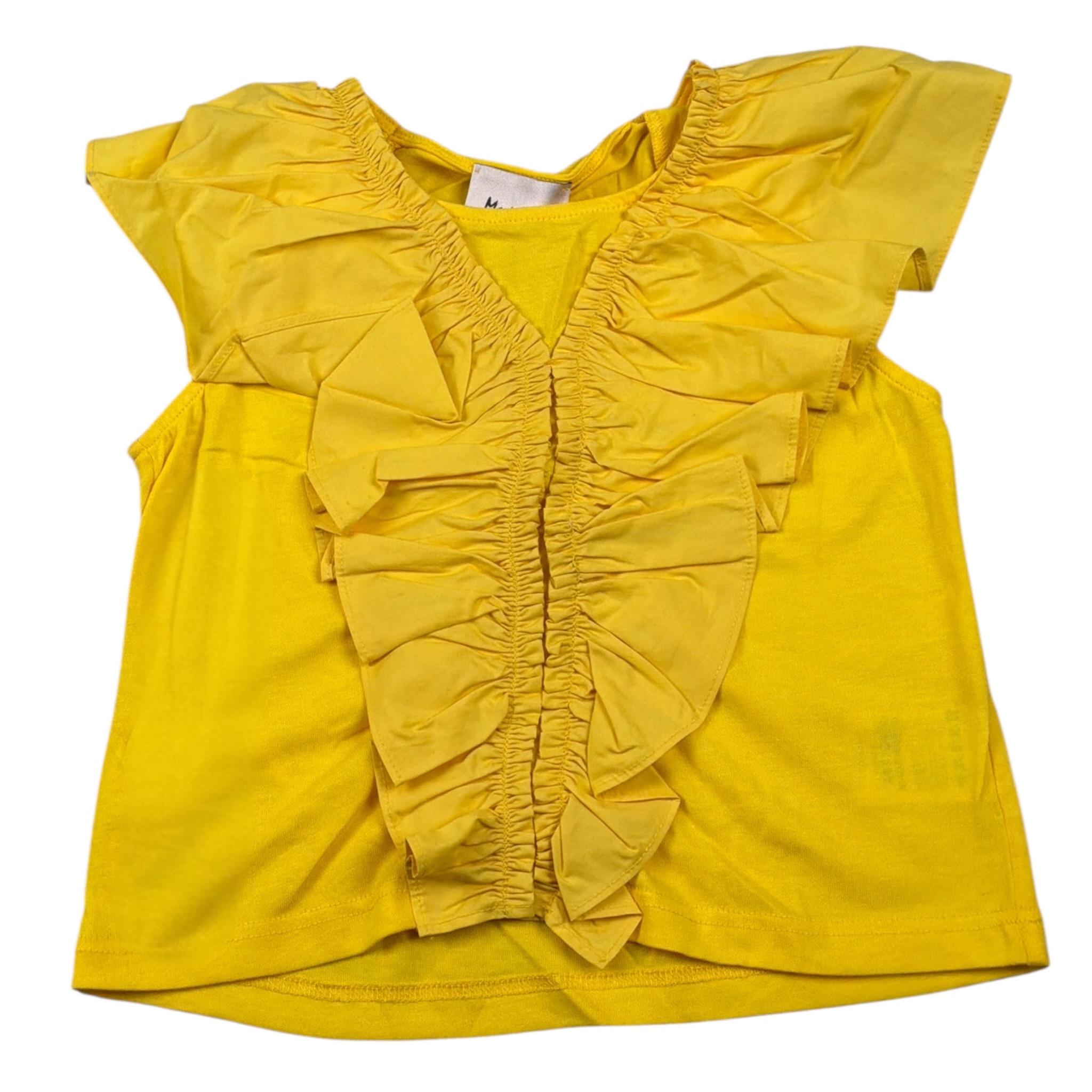 Mariuccia Top tinta unita Giromanica con Rouches Giallo per Bambina MMBSS22C475 GIALLO MARIUCCIA 