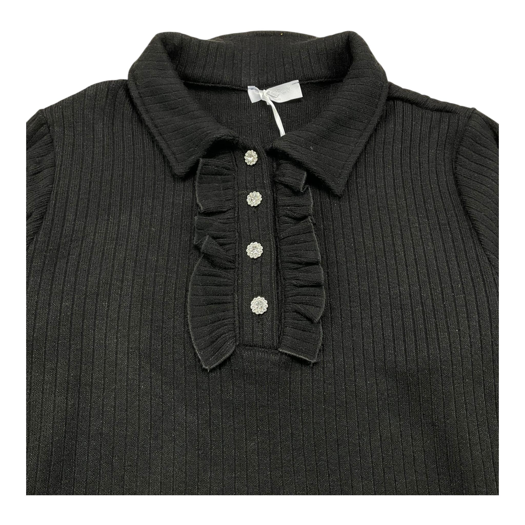 FUN & FUN maglia tinta unita cn colletto Nero per Bambina 15805N NERO FUN & FUN 