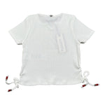 Please T-Shirt tinta unita con Elastico Bianco per Bambina MBC9072G72 BIANCO PLEASE 