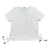 Please T-Shirt tinta unita con Elastico Bianco per Bambina MBC9072G72 BIANCO PLEASE 