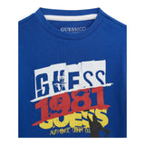 Guess T-Shirt Girocollo Tinta Unita con Stampa per Neonato N5RI02K8HM4N BLU GUESS 