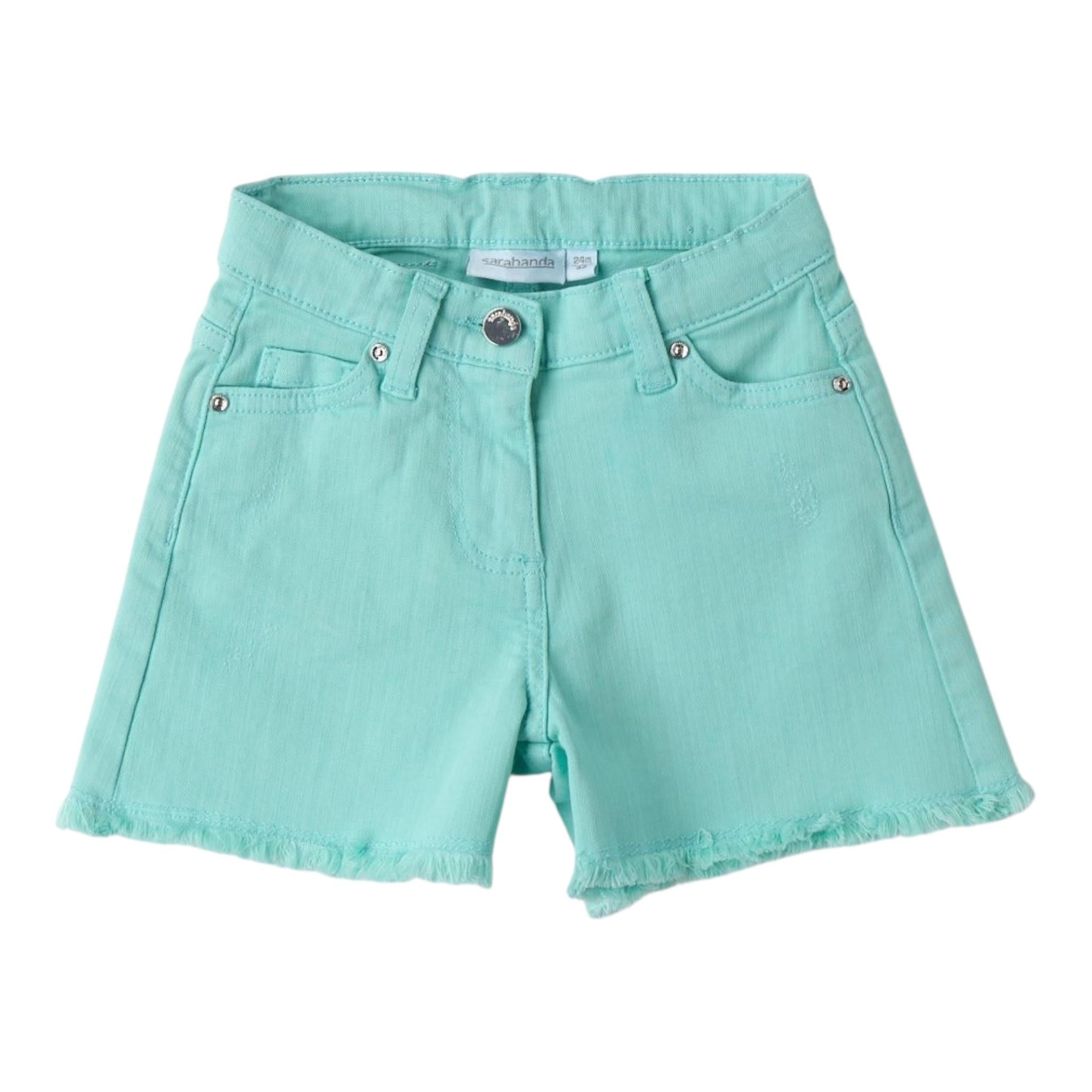 Sarabanda Short Tinta Unita con Girovita Regolabile per Neonata 0B222N VERDE ACQUA SARABANDA 