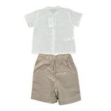 Calamaro Completo 2 Pezzi Camicia-Bermuda Bicolore per Neonato 11149N BIANCO/BEIGE CALAMARO 