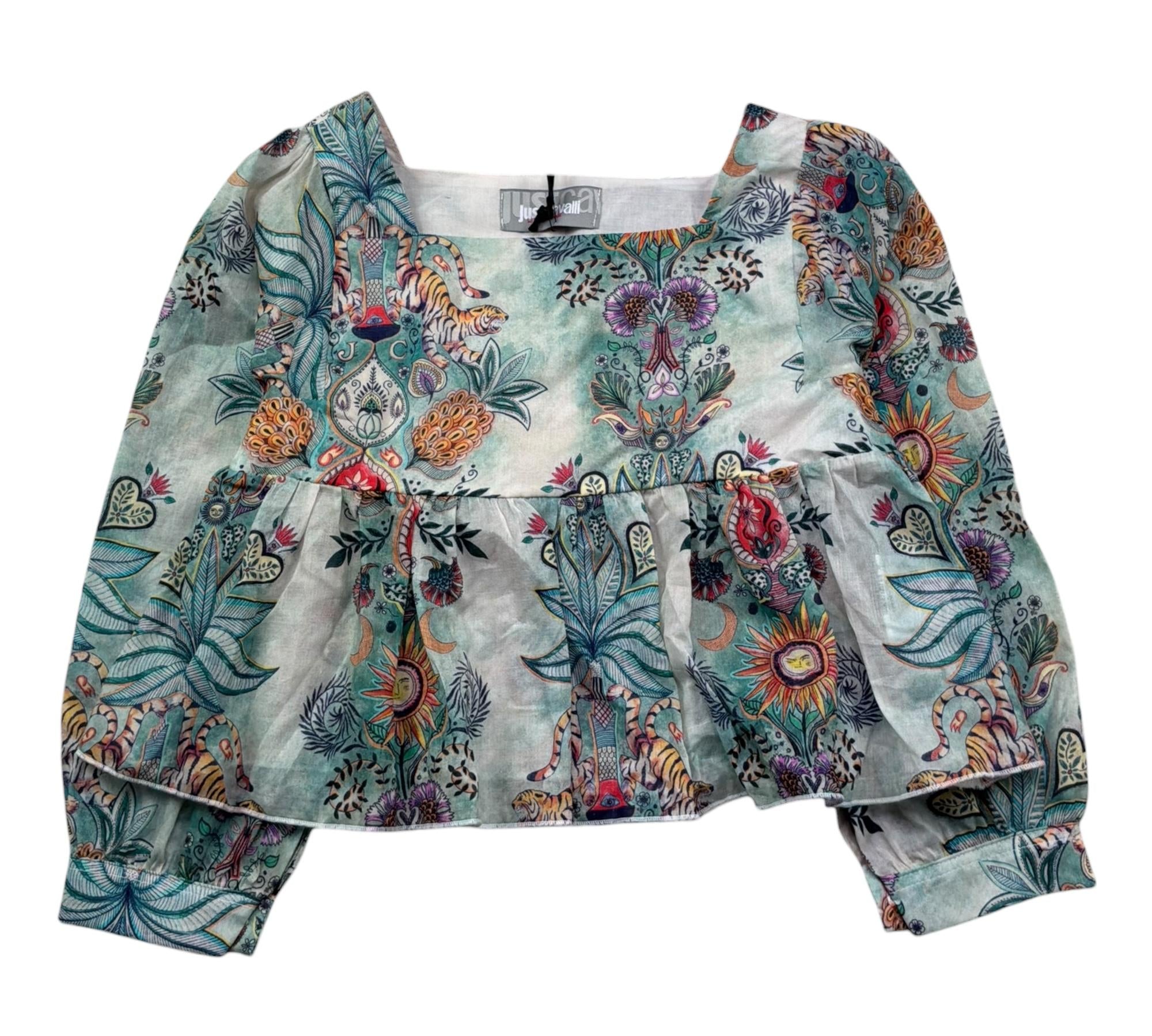 Just Cavalli Camicia Manica Lunga Stampa Fantasia per Bambina JGP26132BL AZZURRO JUST CAVALLI 