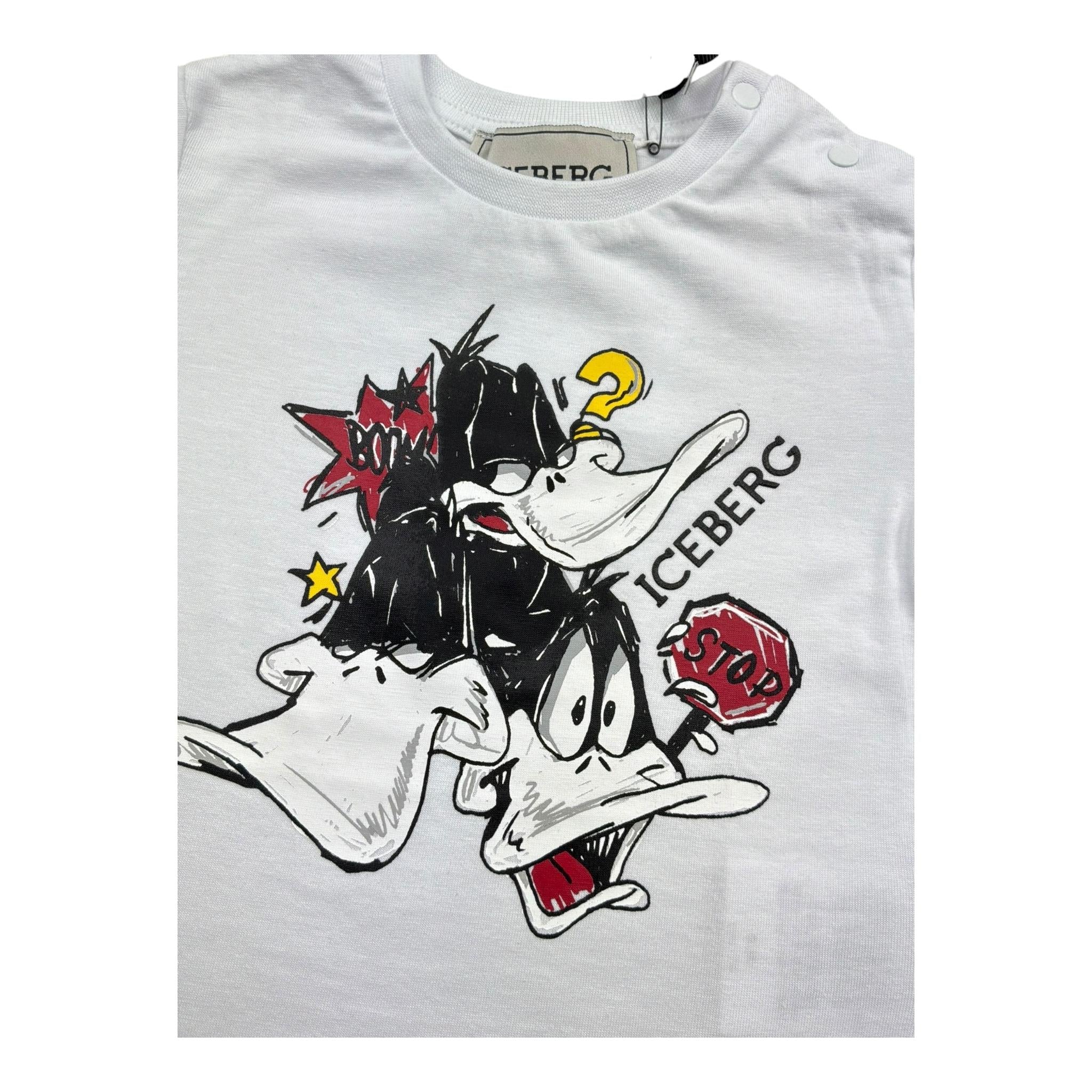 Iceberg T-Shirt Girocollo Tinta Unita con Stampa per Neonato TSICE5107BX BIANCO ICEBERG 