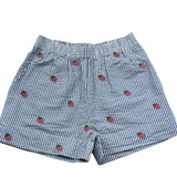 Saint Barth Short Fantasia A Righe con Ricami Fragole per Bambina MEAVEJRR BIANCO/BLU SAINT BARTH 