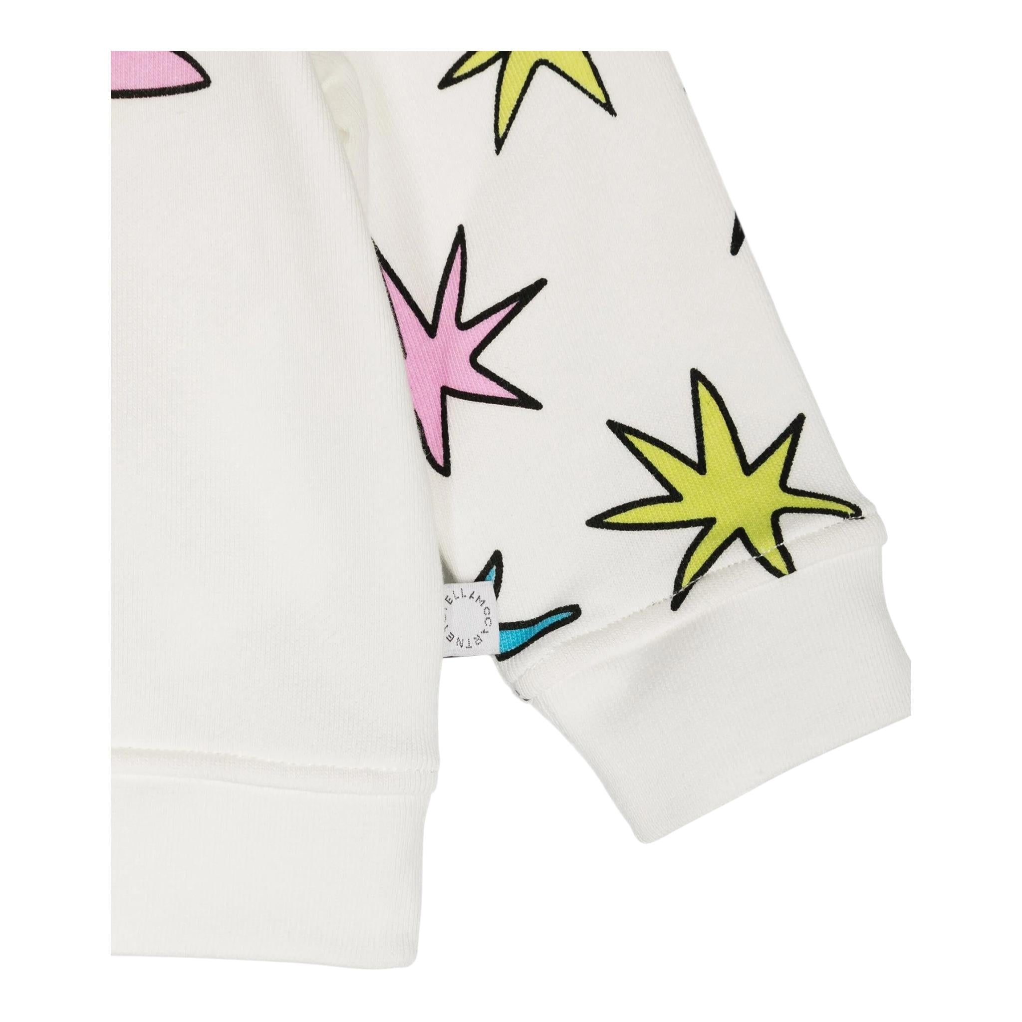 STELLA McCARTNEY felpa chiusa gircollo tinta unita con stampa in contrasto Bianco per Bambina V4120 BIANCO STELLA McCARTNEY 