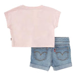 Levi'S Completo 2 Pezzi T-Shirt-Short In Denim per Neonata 1EK065 ROSA LEVI'S 