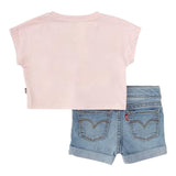 Levi'S Completo 2 Pezzi T-Shirt-Short In Denim per Neonata 1EK065 ROSA LEVI'S 
