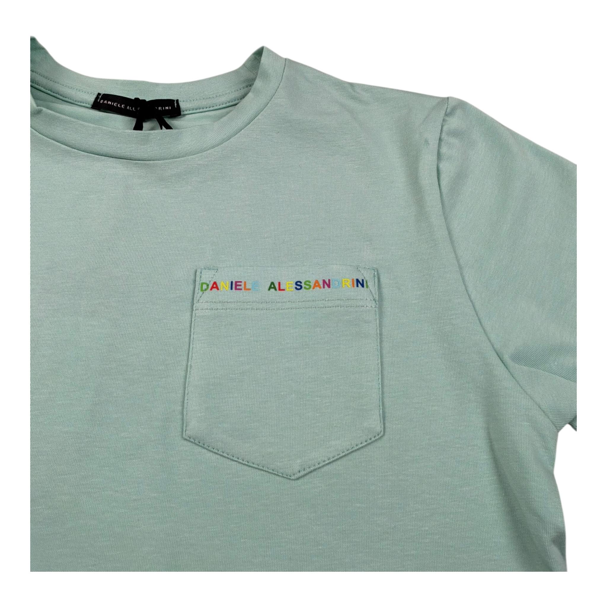 Daniele Alessandrini T-Shirt Girocollo Tinta Unita con Taschino per Bambino 1236M00007 VERDE DANIELE ALESSANDRINI 