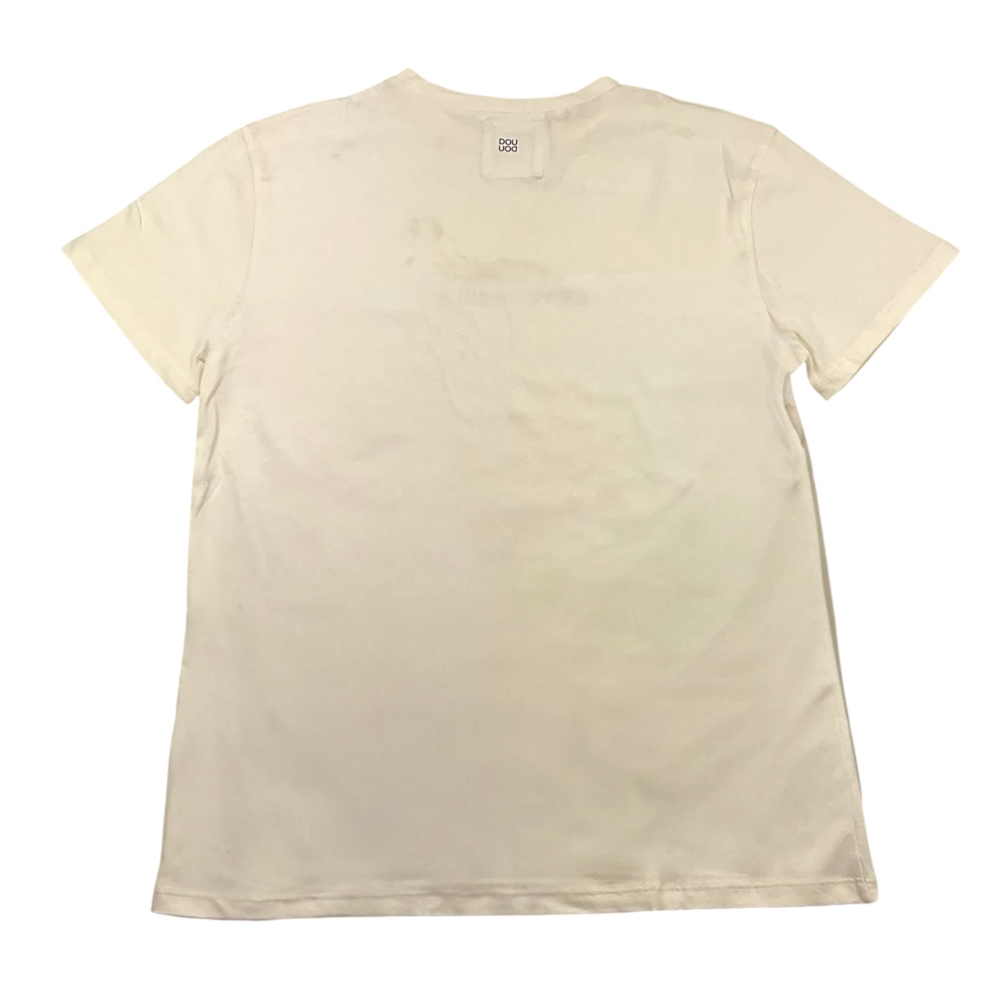 DOU DOU t-shirt girocollo tinta unita cn stampa in contrasto Panna per Bambino DV8P41X PANNA DOU DOU 