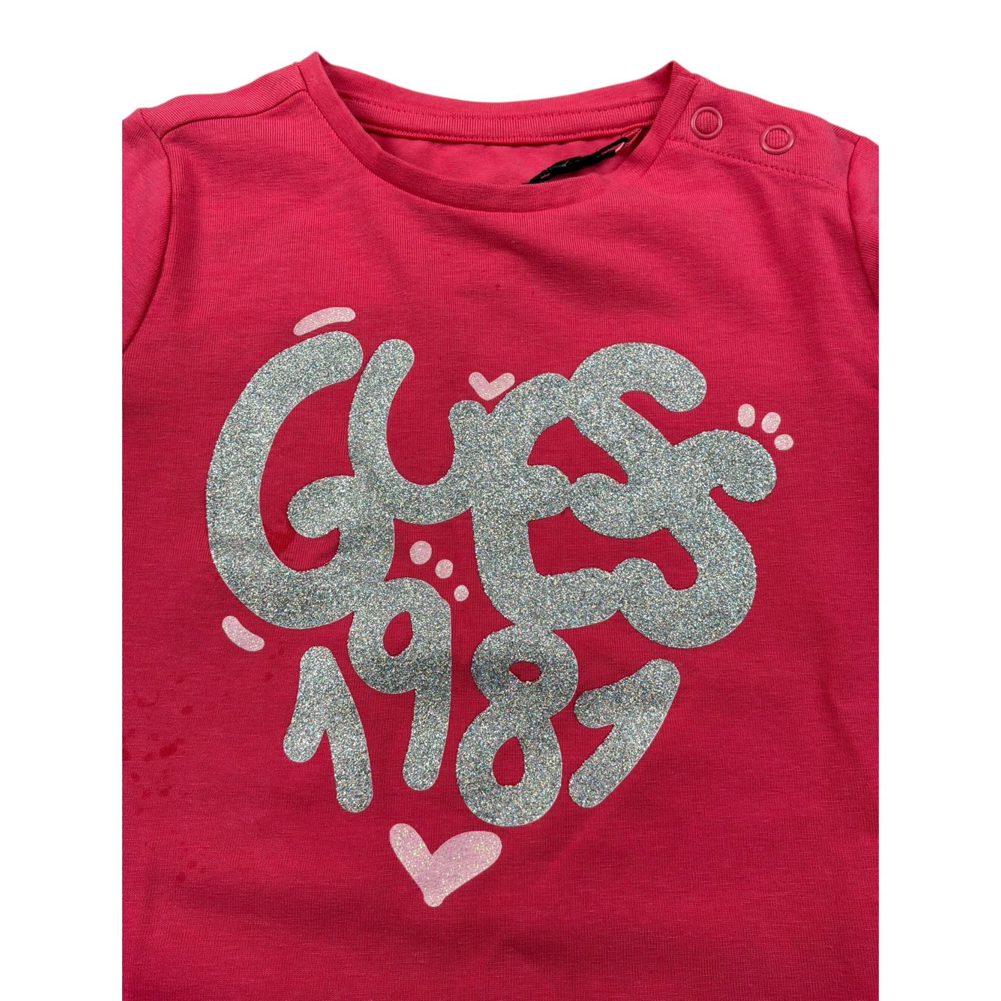 Guess Shirt Girocollo Tinta Unita con Logo per Neonata A5RI01K6YW4X ROSA GUESS 