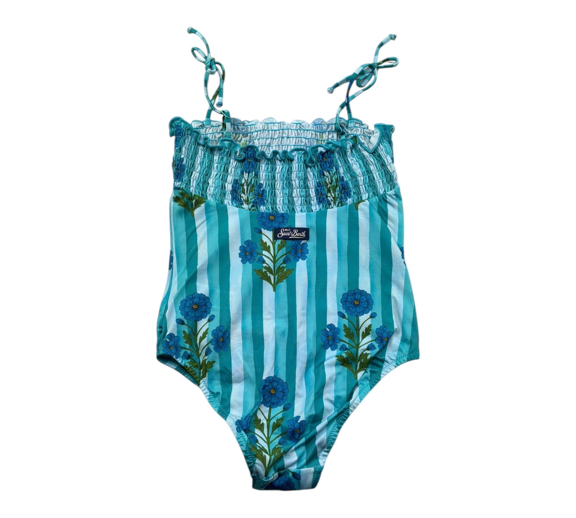 Saint Barth Costume Intero Fantasia A Righe per Bambina AMINA VERDE SAINT BARTH 