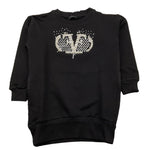 FUN & FUN abito felpa girocollo tinta unita con applicazioni Nero per Bambina FBDR00218 NERO FUN & FUN 