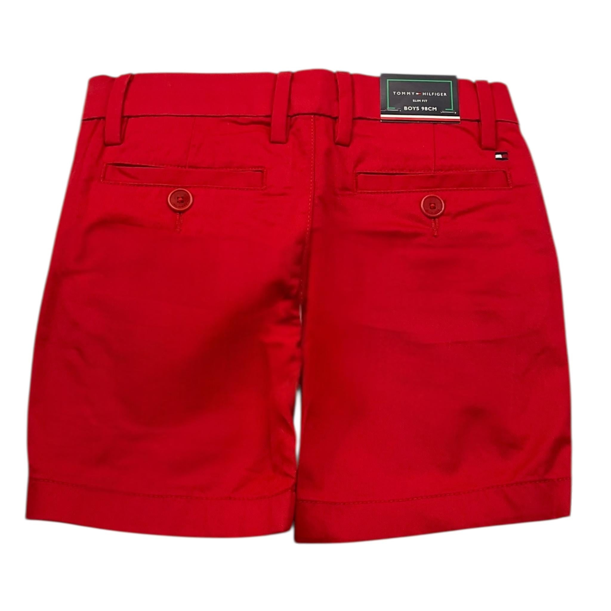 Tommy Hilfiger Bermuda Tinta Unita con Girovita Regolabile per Bambino KB0KB09641 ROSSO TOMMY HILFIGER 