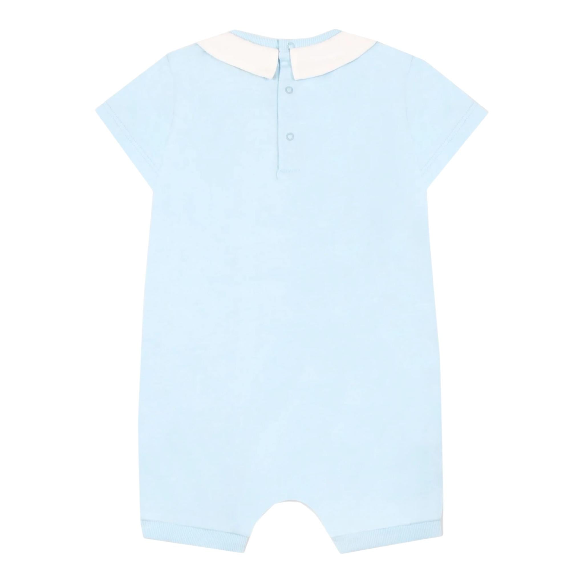 Moschino Pagliaccetto Tinta Unita con Stampa per Neonato MUT049M AZZURRO MOSCHINO 