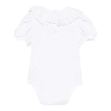 Monnalisa Body Tinta Unita Mezza Manica con Rouches per Neonata 37E300 BIANCO MONNALISA 