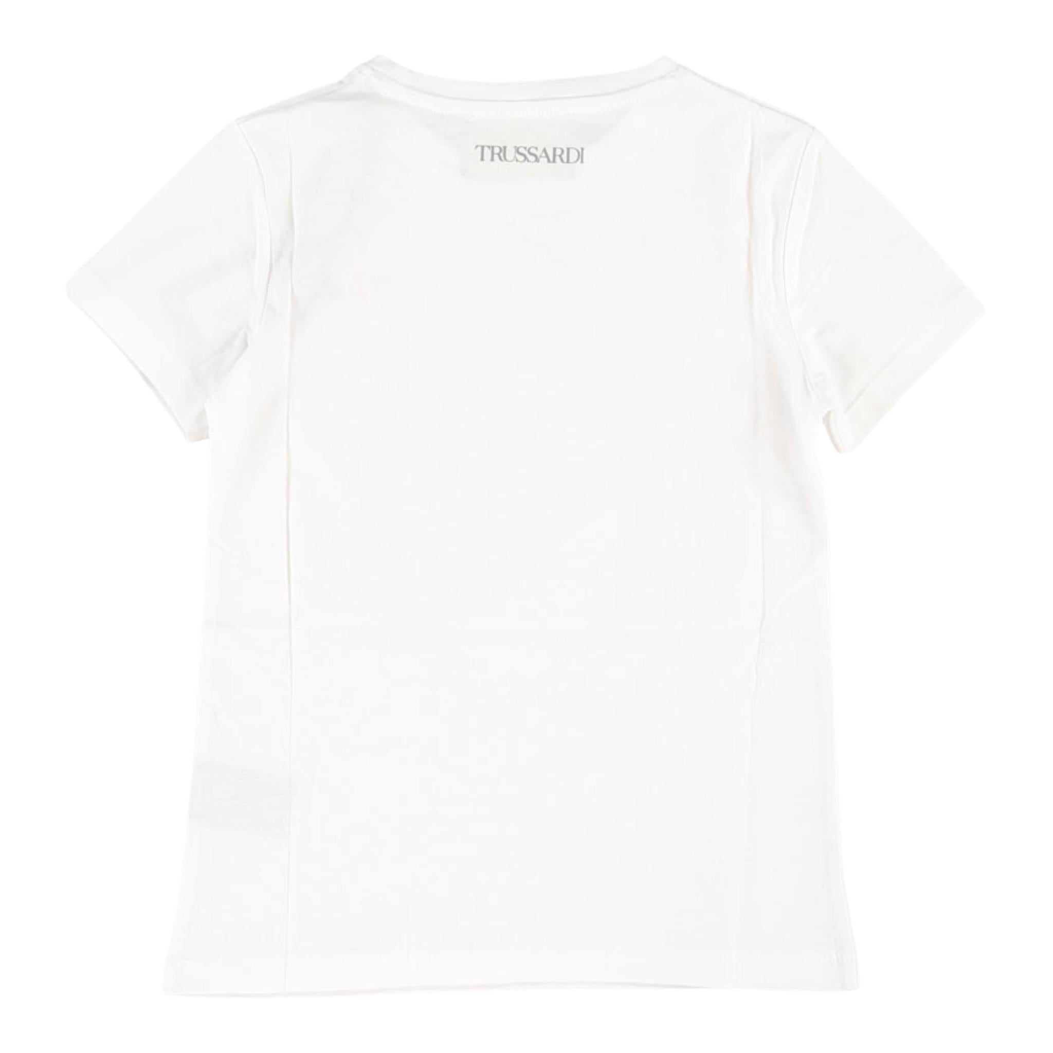Trussardi T-Shirt Tinta Unita Girocollo con Stampa per Neonata TIP21104 BIANCO TRUSSARDI 