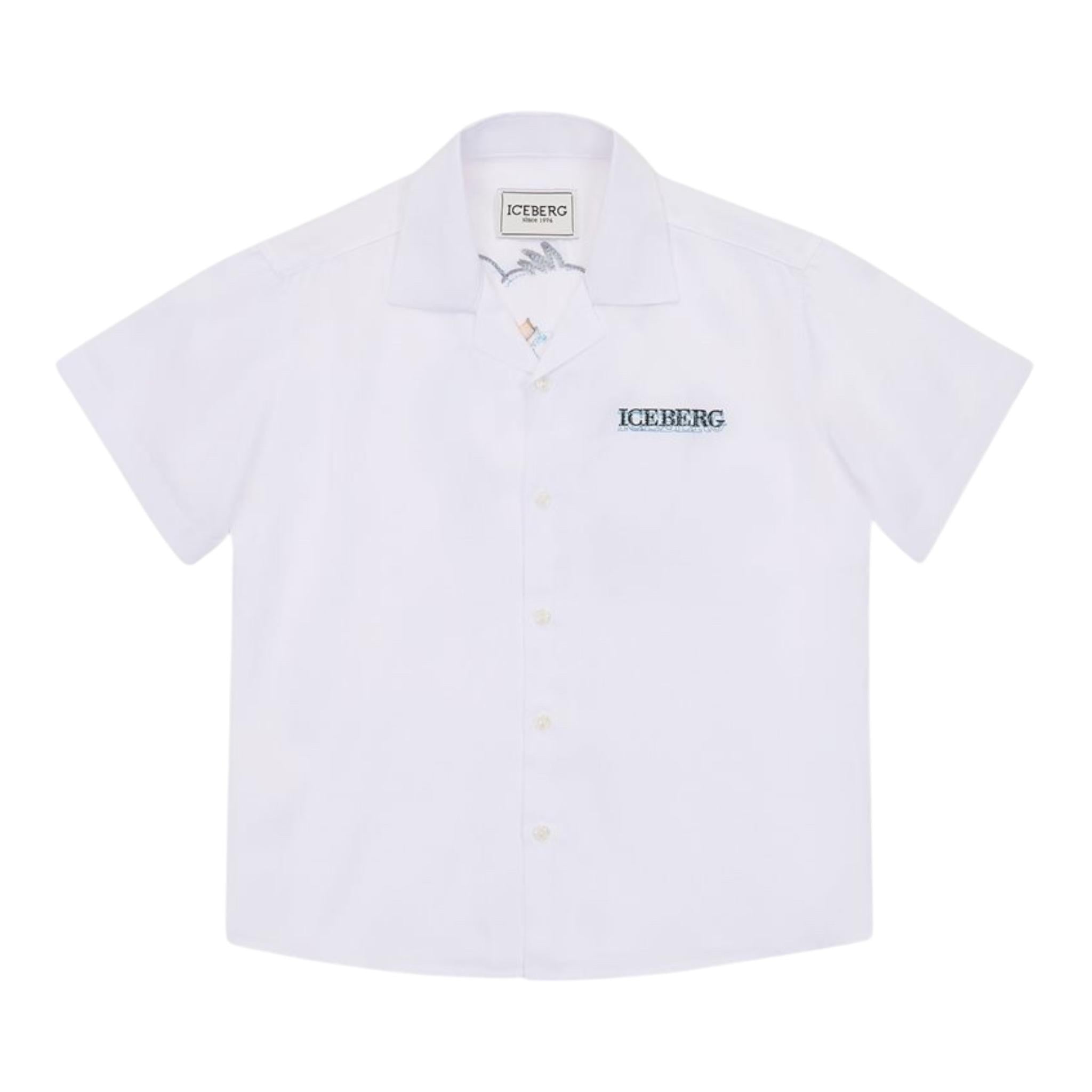 Iceberg Camicia Mezza Manica Tinta Unita con Stampa per Bambino CMICE5104J BIANCO ICEBERG 