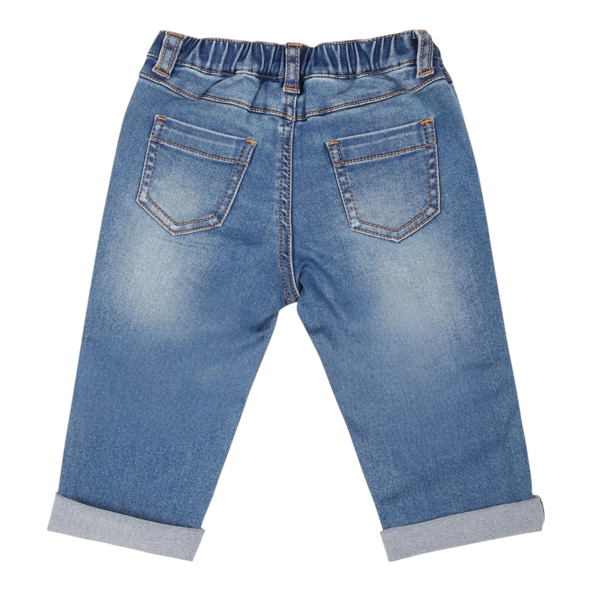 Moschino Jeans Tinta Unita con Elastico In Vita per Neonato MUP05FX AZZURRO MOSCHINO 