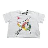 Fun & Fun T-Shirt Girocollo Tinta Unita con Stampa per Bambina FNBTS16855 BIANCO FUN & FUN 