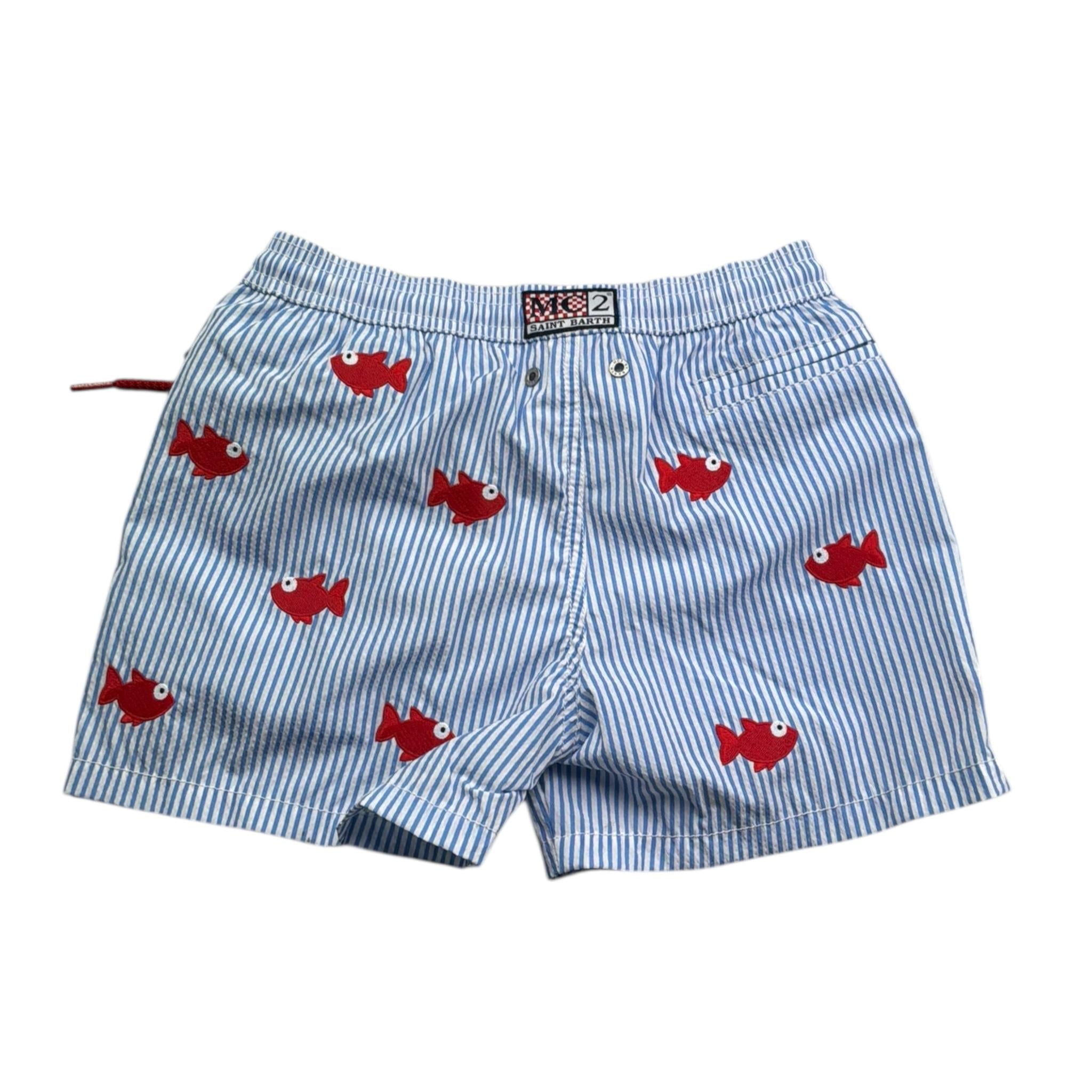 Saint Barth Costume Tinta Unita Modello Boxer con Stampa per Bambino 00603L AZZURRO SAINT BARTH 