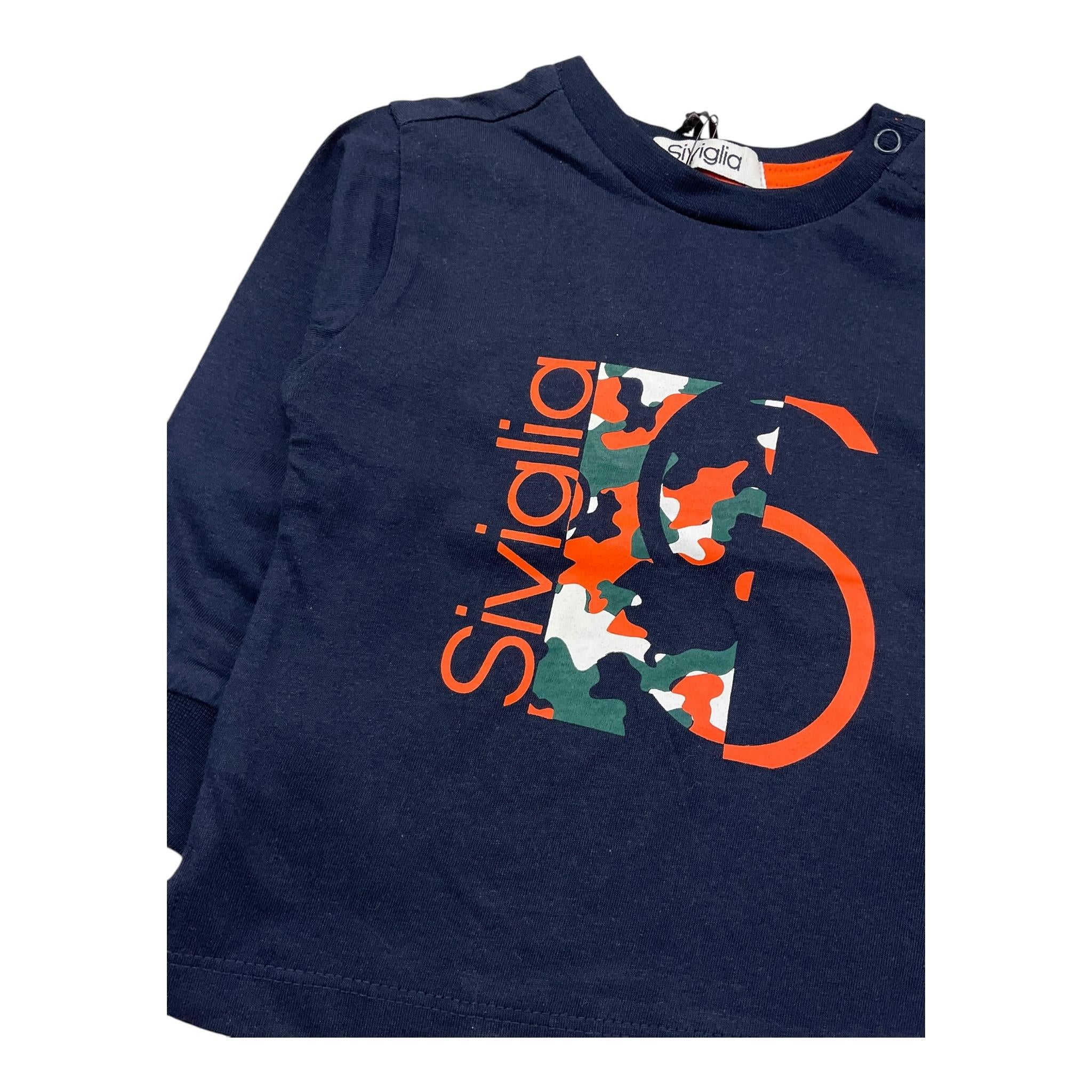 SIVIGLIA shirt girocollo tinta unita con stampa Blu per Neonato SVNTS00517 BLU SIVIGLIA 