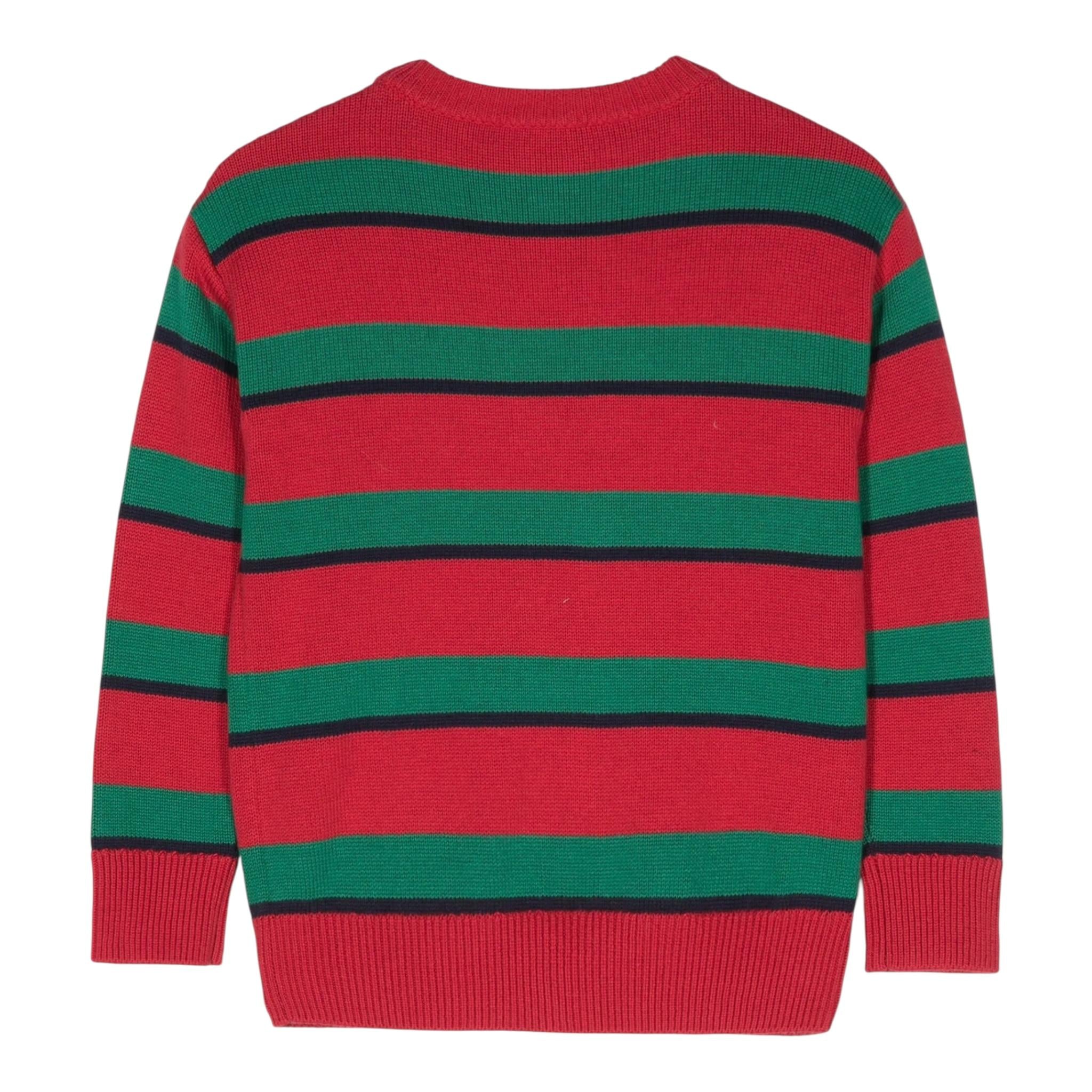 MOSCHINO maglia girocollo bicolore con orso Rosso/verde per Bambino HMW010X ROSSO/VERDE MOSCHINO 