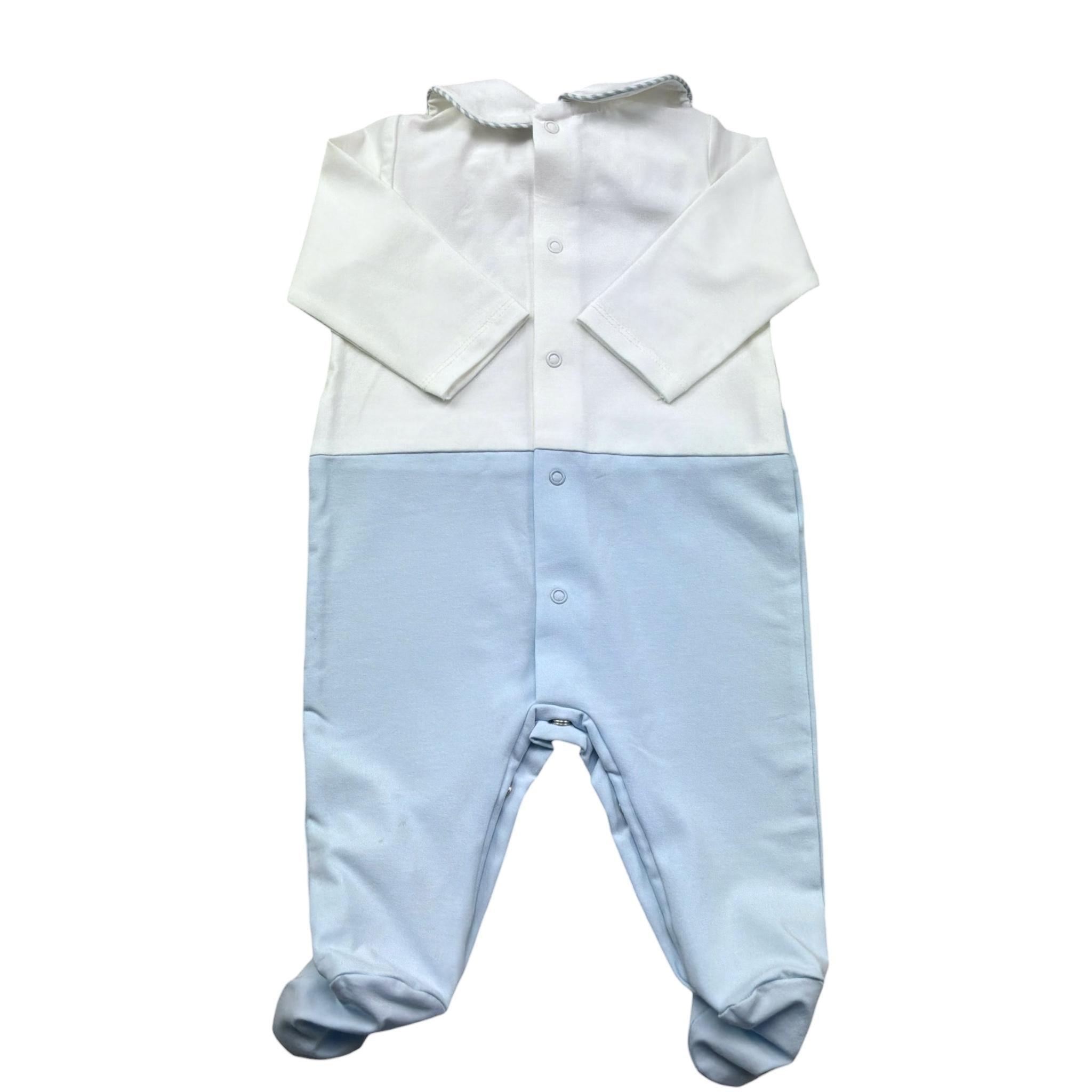 Le Bebe Tutina Manica Lunga Bicolore per Neonato LBB5259 BIANCO/AZZURRO LE BEBE 