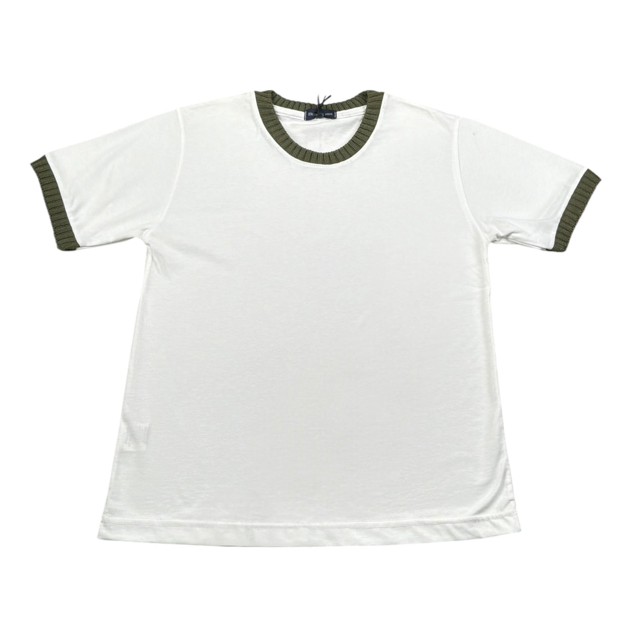 Emanuel Pris T-Shirt Girocollo Tinta Unita con Profili In Contrasto per Bambino ETS3139R BIANCO EMANUEL PRIS 