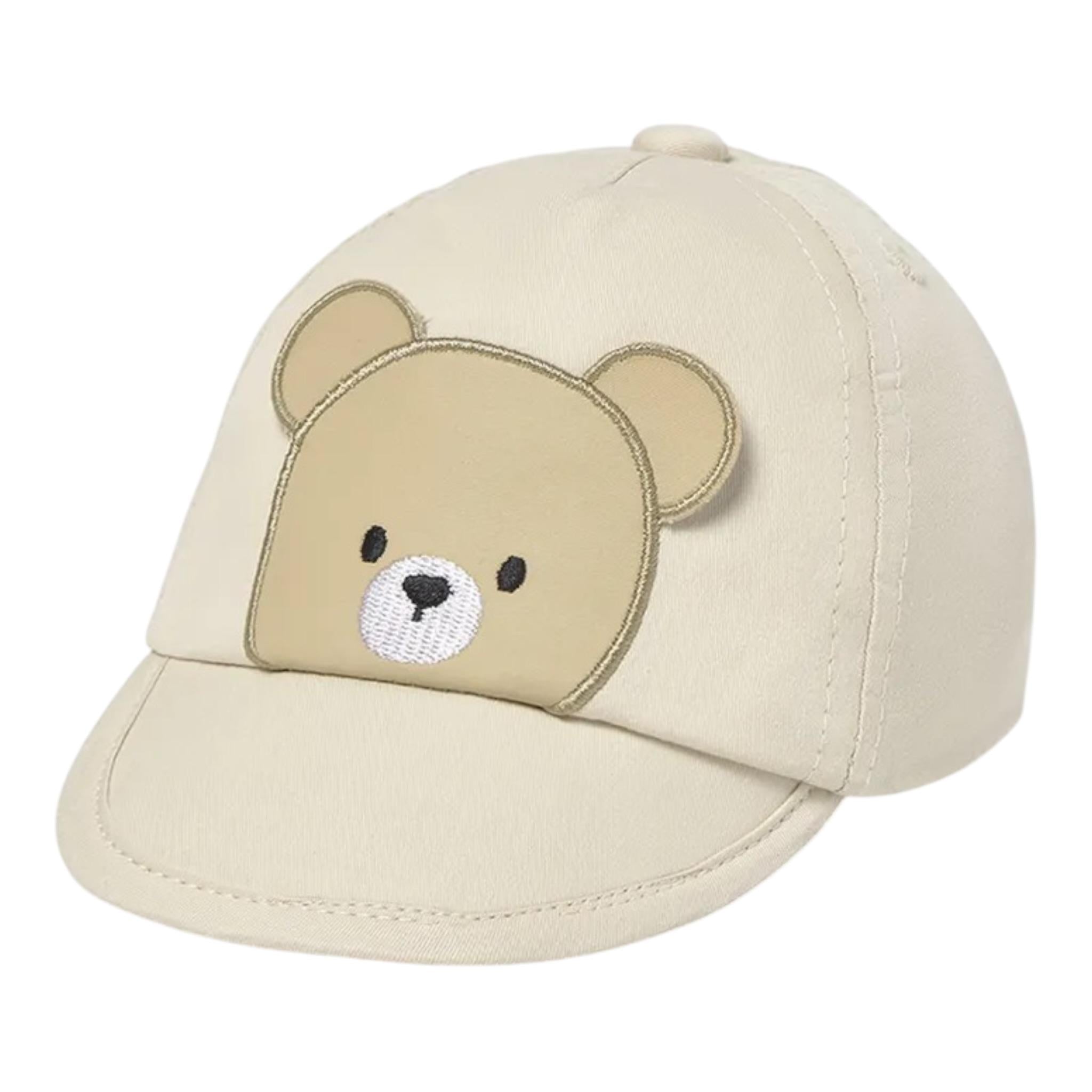 Mayoral Cappello tinta unita con Visiera E Stampa Orso Beige per Neonato 3719XX BEIGE MAYORAL 