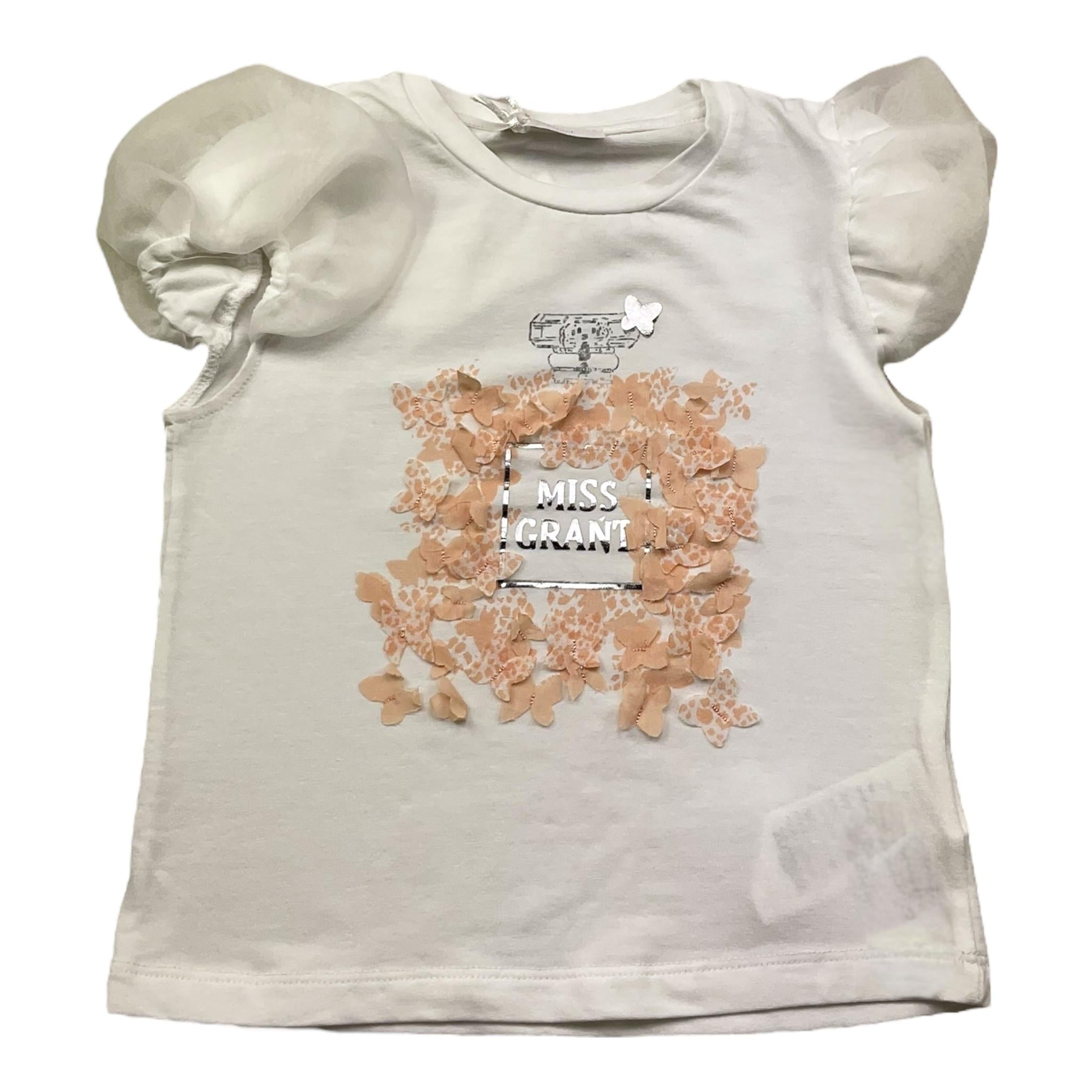 Miss Grant T-Shirt Girocollo Tinta Unita con Stampa In Contrasto per Bambina MG1336J BIANCO MISS GRANT 