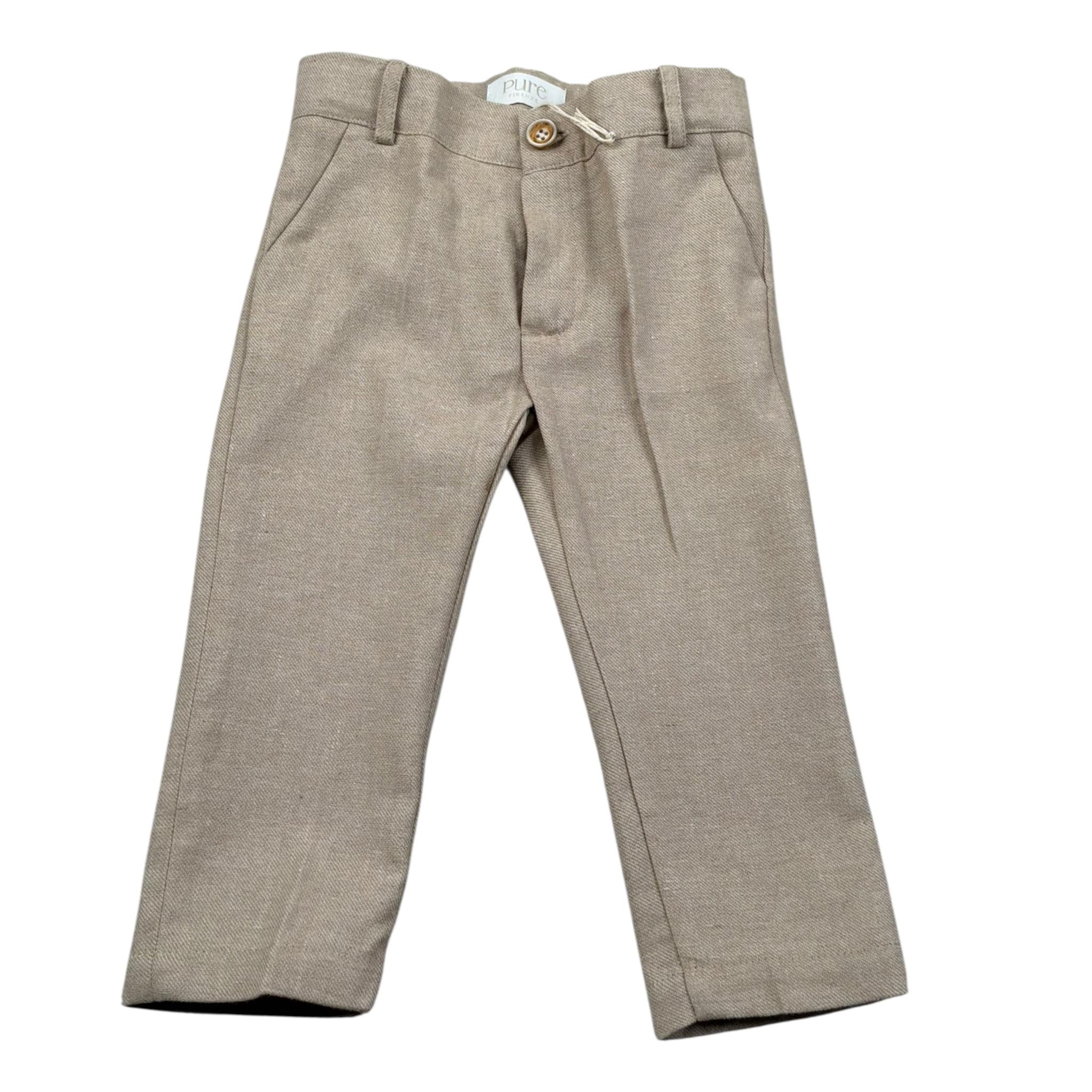 Pure Firenze Pantalone Tinta Unita con Girovita Regolabile per Neonato PC03261 BEIGE PURE FIRENZE 