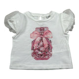 M+E' T-Shirt Girocollo Tinta Unita con Stampa per Bambina UE1856JX BIANCO M+E' 