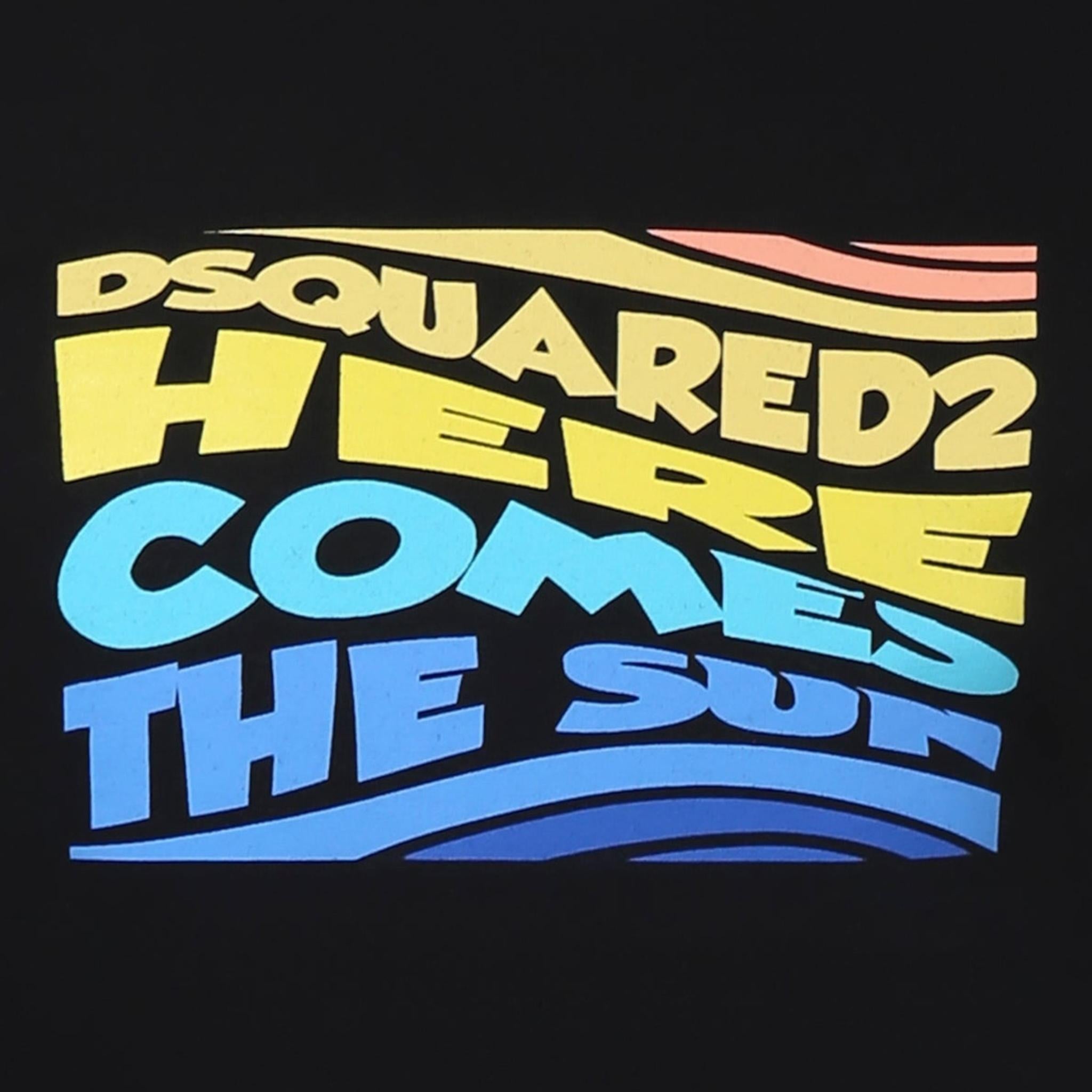 Dsquared2 T-Shirt Girocollo Tinta Unita con Stampa per Bambino DQ2781 NERO DSQUARED2 