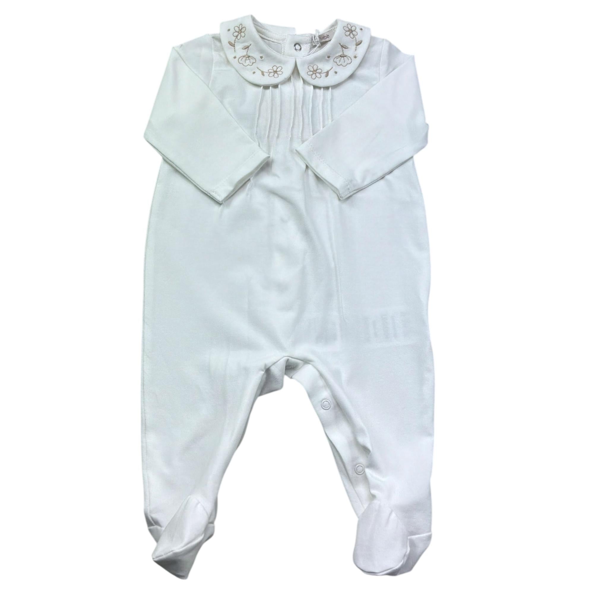 Le Bebe Tutina Manica Lunga Tinta Unita con Colletto per Neonata LBG6304 BIANCO LE BEBE 