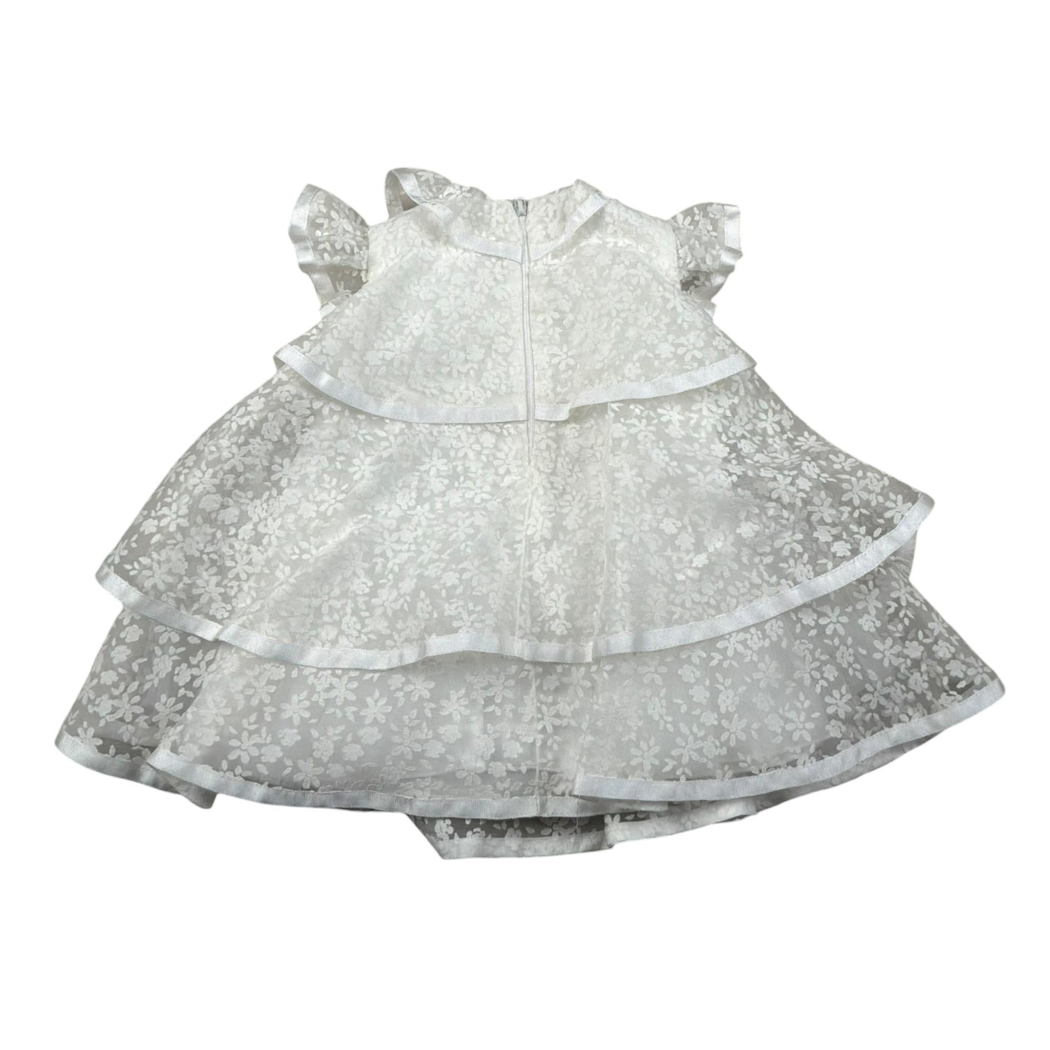 Le Bebe Abito Cerimonia Mezza Manica Tinta Unita per Neonata LBG5778 BIANCO LE BEBE 